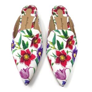 SALVATORE FERRAGAMO floral mules, made in Italy, size 10